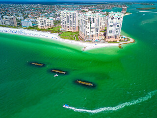 Aerial View of Marco Island, a popular tourist beach town, Florida