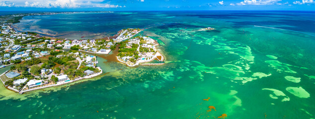 Sombrero Beach with palm trees on the Florida Keys, Marathon, Florida, USA.