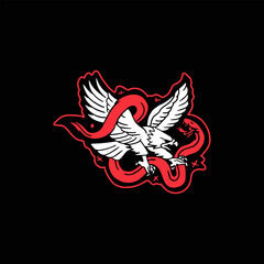 Eagle and Snake Illustrattion Icon Design Tattoo Logo