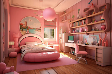Interior of a pink bedroom