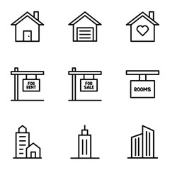 Set of Real Estate Thin Line Icons - EDITABLE STROKE - EPS Vector