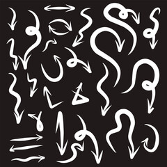 Set of rough hand drawn, handmade elements arrows, waypoints isolated on white background EPS Vector	