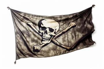 Fototapeta premium pirates flag waving proudly on white background, Generative AI