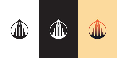 Fototapeta na wymiar Building logo. Black, white and color formats.