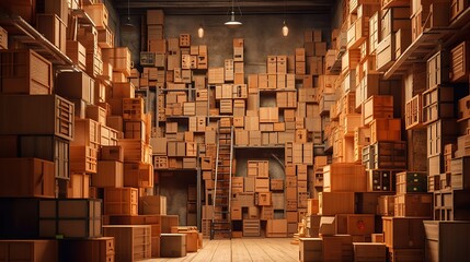 boxes on shelves in the warehouse