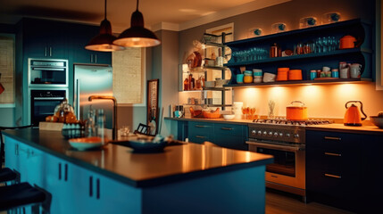 Residential interior of modern kitchen