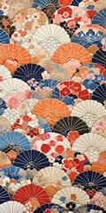 Fototapeta na wymiar wallpaper pattern, japanese art background illustration