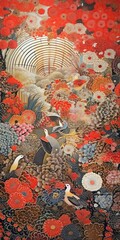 japanese art background illustration, and wallpaper pattern