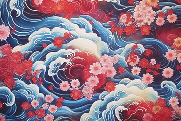 japanese art background illustration, and wallpaper pattern