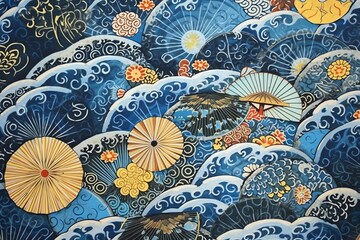 japanese art background illustration, and wallpaper pattern