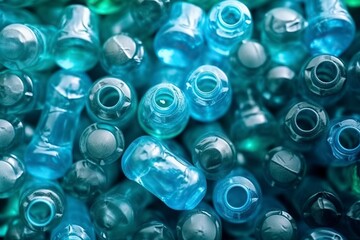 Pile of discarded plastic bottles, for recycling. Ai generated.