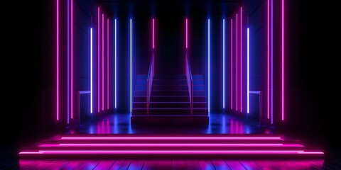 neon light background, 3D Illustration and wallpaper