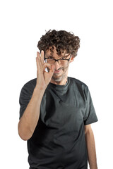 Medium man making gesture of approved white background.