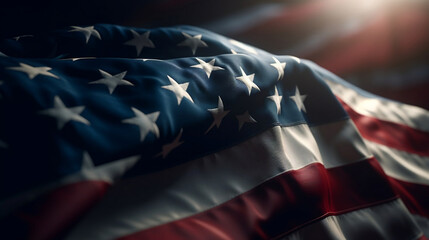 American flag in the wind, Generative AI