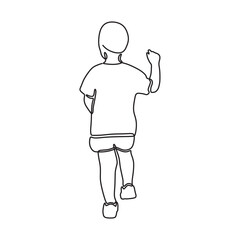 lineart drawing minimalist kid play pose vector