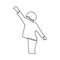 lineart drawing minimalist kid play pose vector