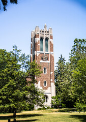 clock tower on a college campus
