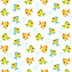 Seamless pattern with yellow fishes vector illustration