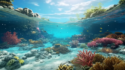 Fototapeta premium coral reef with fishes