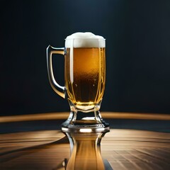 A mug of sparkling draft beer with simple background