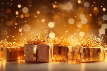 christmas gift boxes christmas background and decorations with ai-generated images