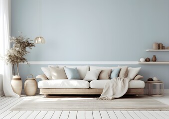 Minimalist modern living room with sofa