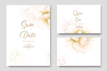 weding invitation card with floral leaves watercolor