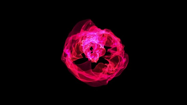 Burning pink light energy animated ,Fire Particles over black background