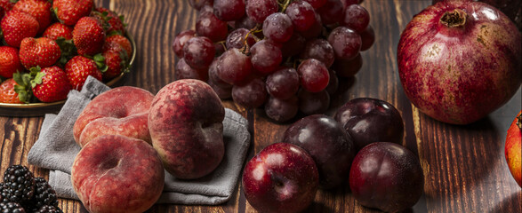 banner with lots of seasonal fruit all ripe