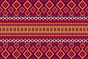 Seamless design pattern, traditional geometric zigzag pattern. yellow red purple white    vector illustration design, abstract fabric pattern, aztec style for textiles, 