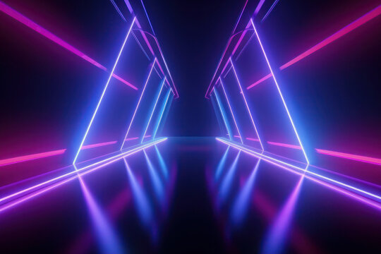 Spectrum neon lights abstract background. Futuristic corridor. AI generated, human enhanced © top images