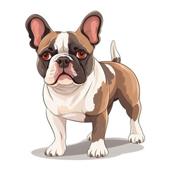 French bulldog full body cartoon flat vector illustration isolated on white background. Digital illustration generative AI.