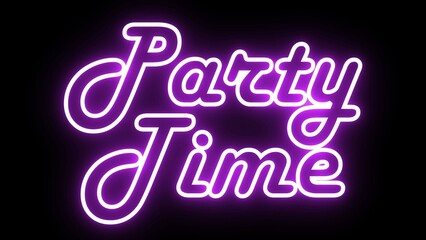 Party Time text font with light. Luminous and shimmering haze inside the letters of the text Party Time. 3D Rendering.