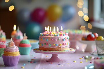 Colorful birthday cake. Ai generative