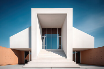 Exterior of a modern residential building. Minimalistic architecture against the sky. Ai generative