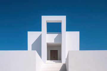 Exterior of a modern residential building. Minimalistic architecture against the sky. Ai generative