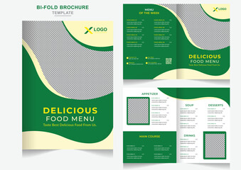 Delicious fast food restaurant menu bifold brochure design template Creative bifold restaurants design