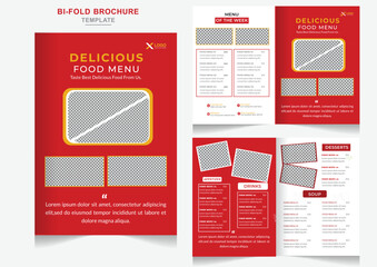 Delicious fast food restaurant menu bifold brochure design template Creative bifold restaurants design