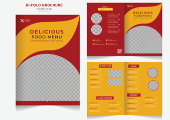 Delicious fast food restaurant menu bifold brochure design template Creative bifold restaurants design