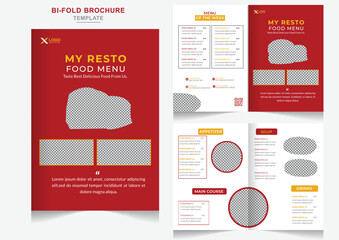 Modern vintage bifold food menu Restaurant flyer vector template fast food brochure design template
