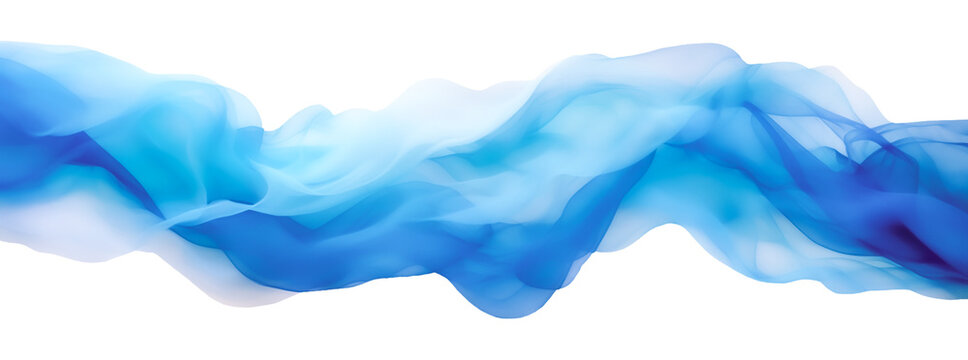 Wave. Blue, white abstract dreamy wave flowing fabric, smoke. Transparent isolated png of blue wave. Banner Graphic Resource as background for silk, smoke,  water wave abstract graphics backdrop..
