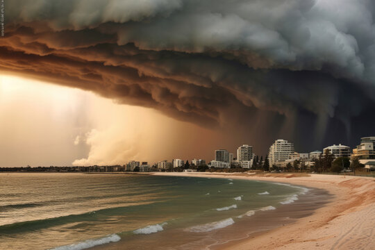 Summer storm from City beach in Perth, Australia