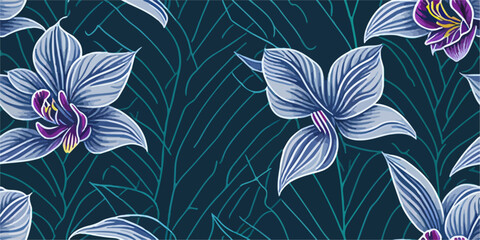 Patterns in Motion: Orchid Flowers Dancing in a Tropical Tapestry