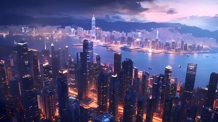 Awe-Inspiring Futuristic City at Dusk: Showcasing Advanced Technology Generative AI