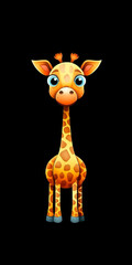 A cartoon giraffe with big blue eyes. Generative AI.