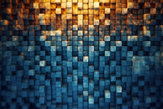 A photo of a wall made up of cubes. Generative AI.