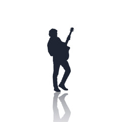 silhouette of a person playing guitar, guitarist, singer and musician playing guitar