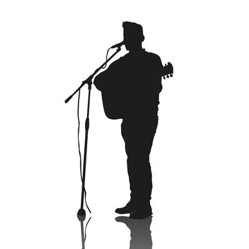 recommend clip art: silhouette of a person playing guitar, guitarist, singer and musician playing guitar