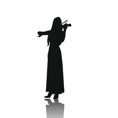 Violinist isolated vector silhouette. Musician standing and playing violin