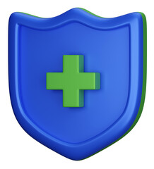 Obraz premium 3D render shield protection with cross healthcare sign icon illustration